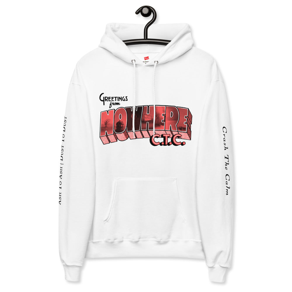 'Greetings From Nowhere' Pullover Hoodie (White)